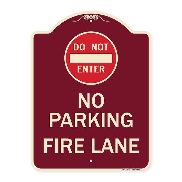 Designer Series-Do Not Enter No Parking Fire Lane With Graphic, 24" x 18", BU-1824-9981